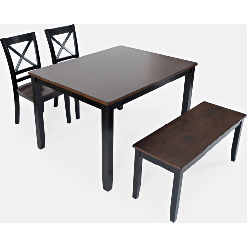 Asbury Park 4 Piece Dining Set in Brown & Black